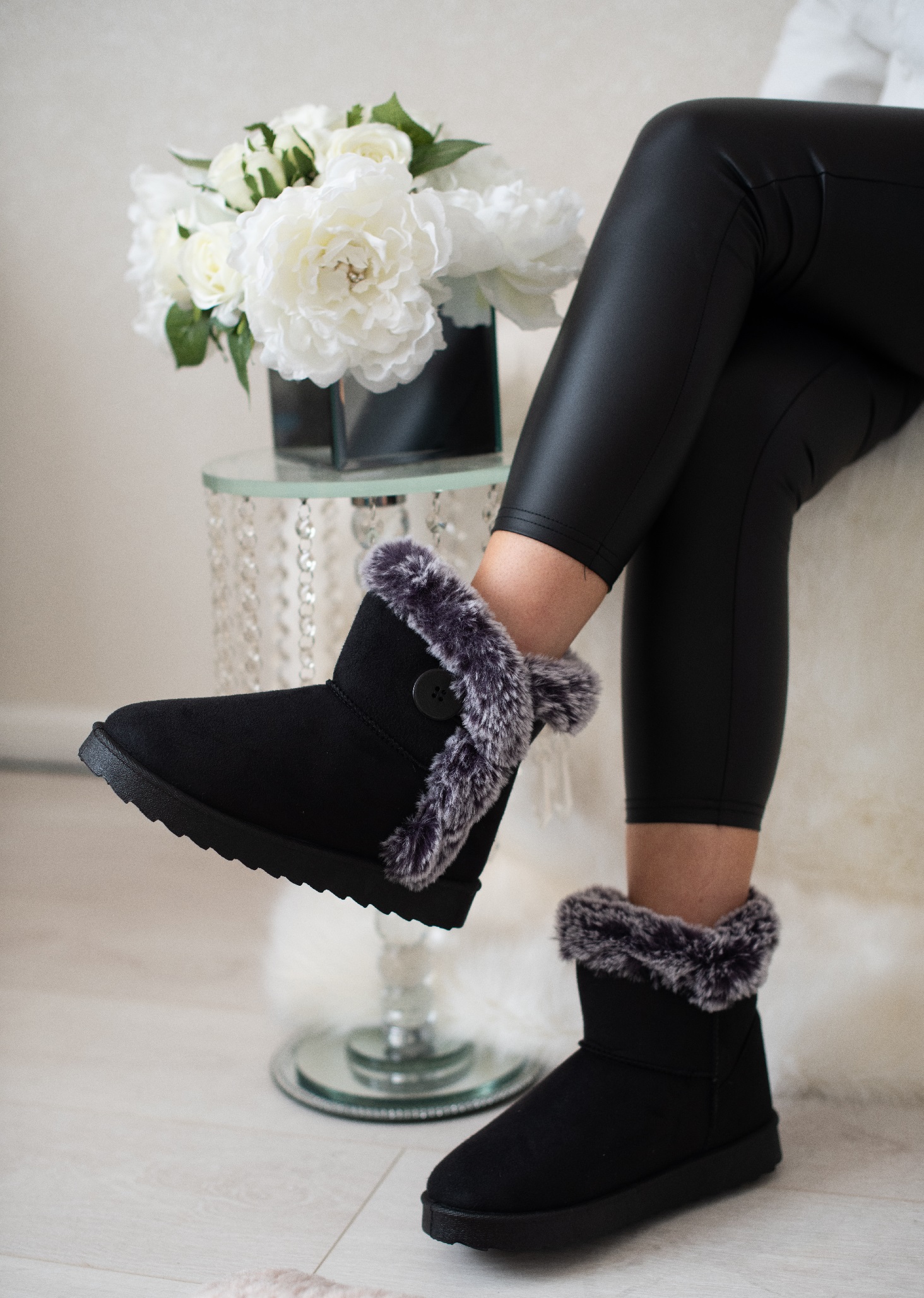 black calf hugging boots
